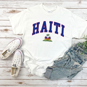 Haïti shirt, wapen van Haïtiaanse tshirt, gezellige tee unisex Wit