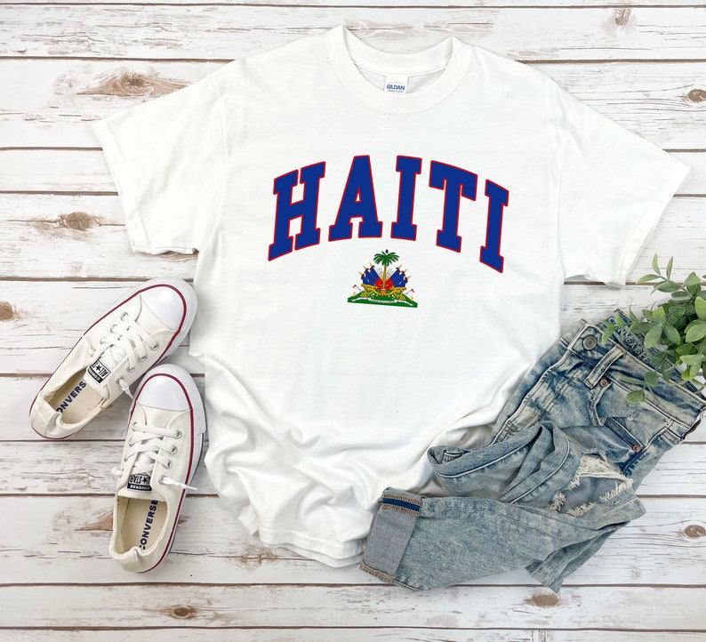 Haïti shirt, wapen van Haïtiaanse tshirt, gezellige tee unisex Wit