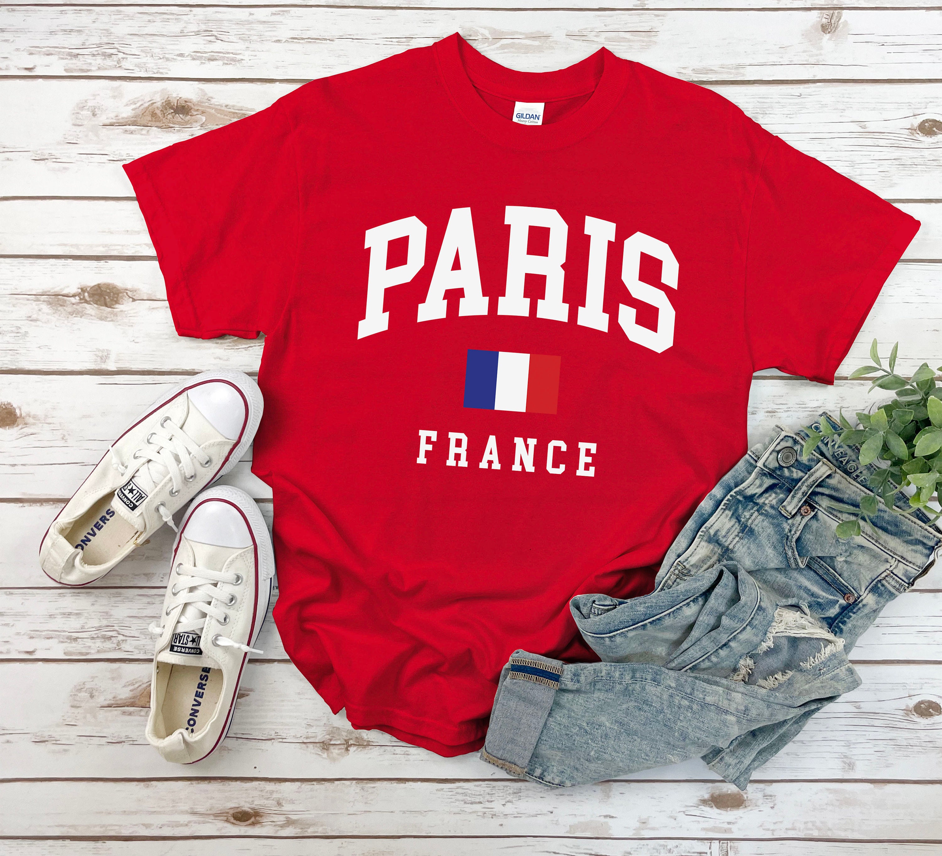 パリシャツ、国旗ロゴフランスTシャツ、着心地の良いパリTシャツユニ 