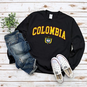 Colombia Sweatshirt, Coat of Arms of Colombian Sweater, Cozy Crewneck Unisex
