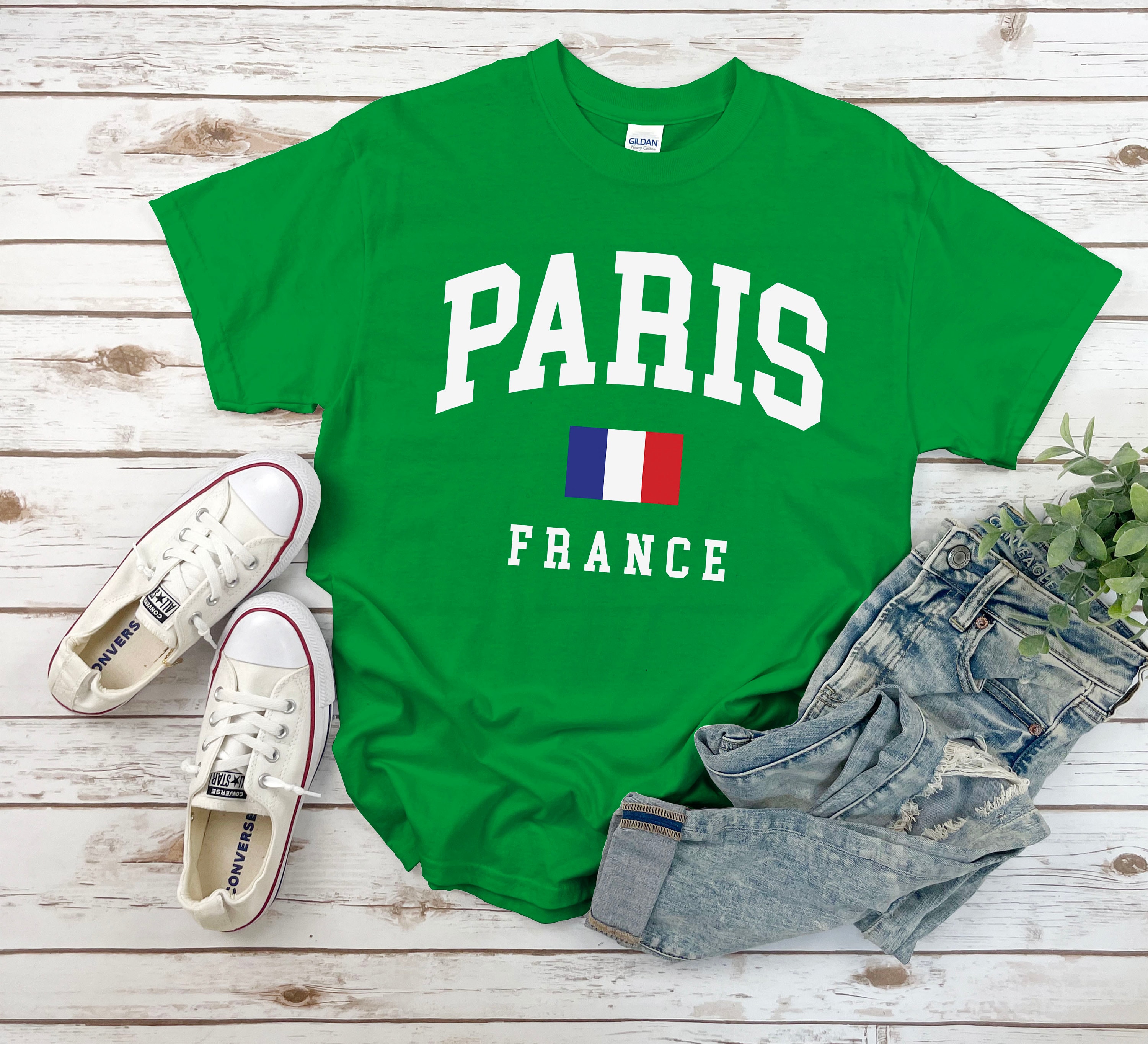 パリシャツ、国旗ロゴフランスTシャツ、着心地の良いパリTシャツユニ 