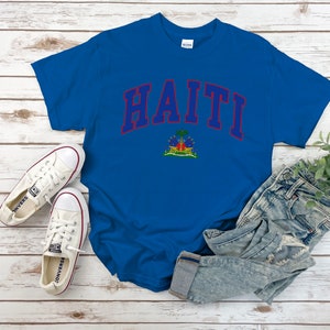 Haïti shirt, wapen van Haïtiaanse tshirt, gezellige tee unisex Royal Blue