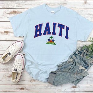 Haïti shirt, wapen van Haïtiaanse tshirt, gezellige tee unisex Light Blue