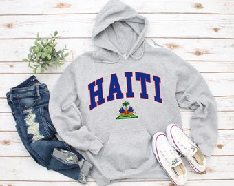 Haiti Hoodie, Coat of Arms of Haitian Sweatshirt, Cozy Pullover Unisex