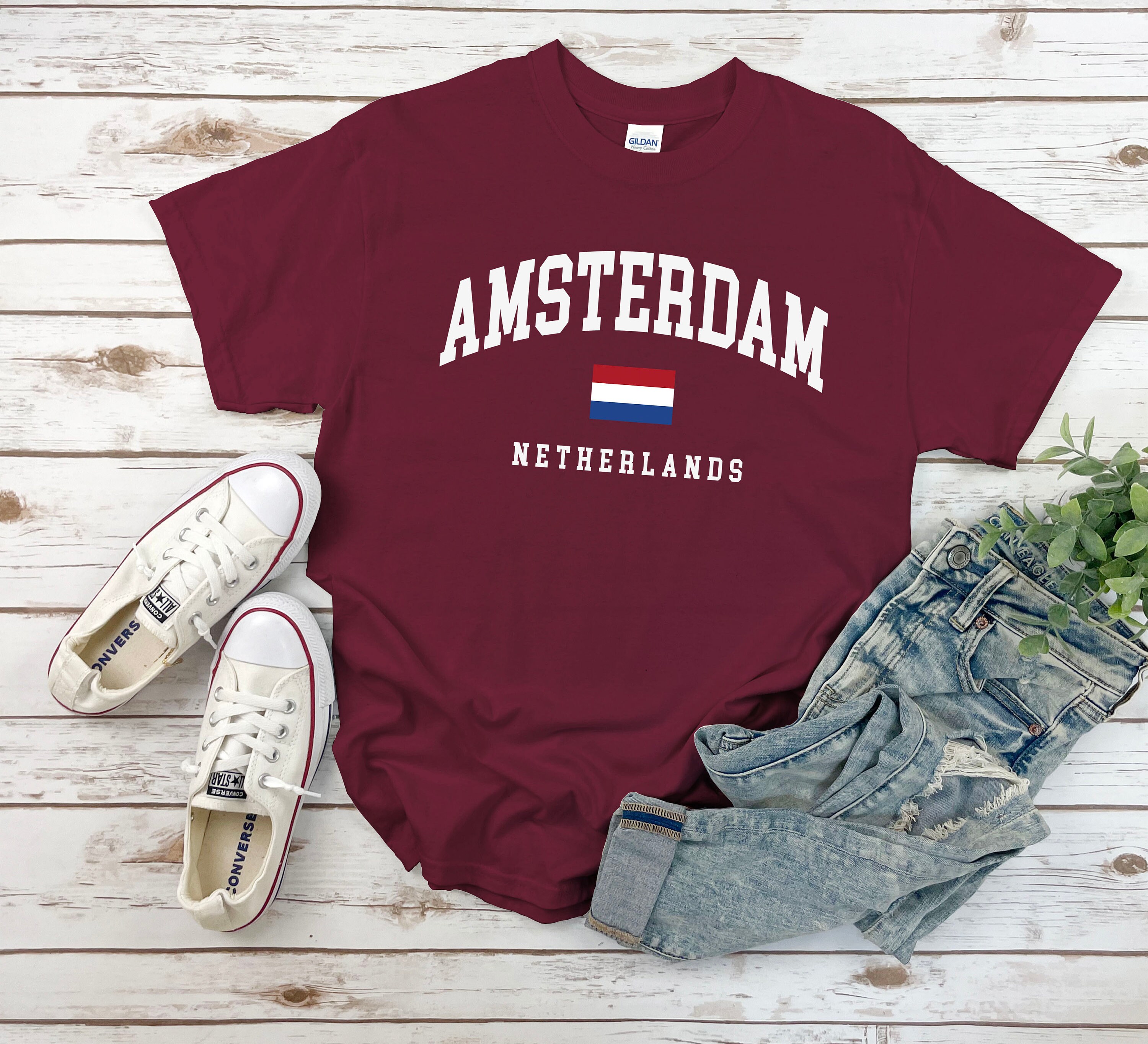 AMSTERDAM T-SHIRTUnisex Short Sleeve V-Neck T-Shirt