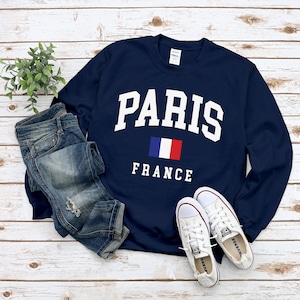 Paris Sweatshirt, Country Flag Logo France Sweater, Cozy Paris Crewneck Unisex size