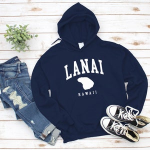 Lanai Sweat-shirt à capuche, Cool Comfort Lanai Island Puller, Carte Hawaii Pullover S-5XL Unisexe