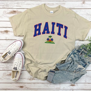 Haïti shirt, wapen van Haïtiaanse tshirt, gezellige tee unisex Sand