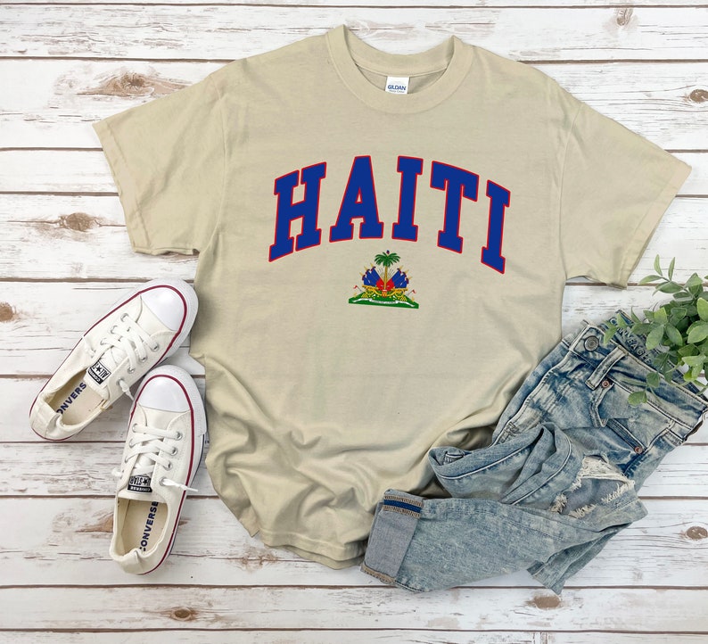 Haïti shirt, wapen van Haïtiaanse tshirt, gezellige tee unisex Sand