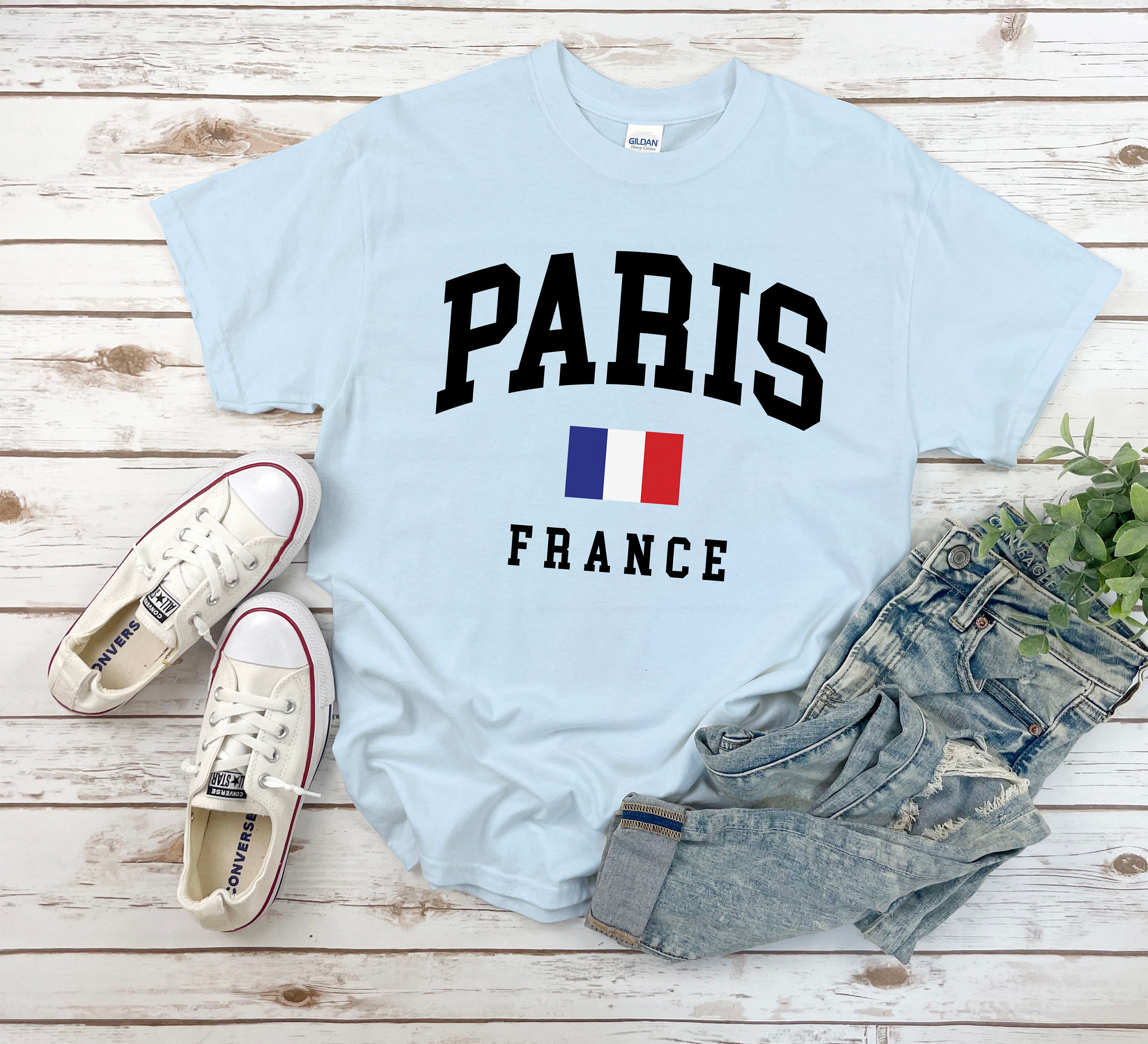 パリシャツ、国旗ロゴフランスTシャツ、着心地の良いパリTシャツユニ 