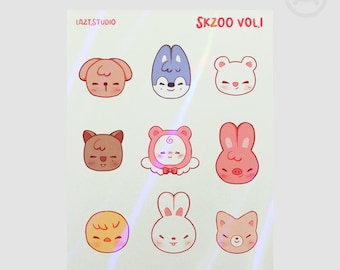 Stray Kids Characters Sticker Sheet | Kpop Group Holographic Sticker Sheet
