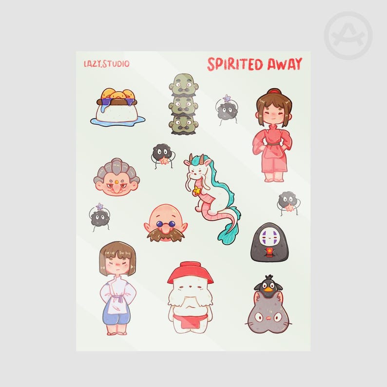 Anime Studio Ghibli Spirited Away Illustration Sticker Sheet image 2