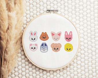 Cross Stitch Kpop group Skzoo Characters keychain | PDF Digital Cross Stitch Pattern