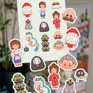 May include: A selection of colourful stickers featuring characters from a popular animated film. The stickers depict various figures in different poses and outfits, with a variety of colours and designs. The stickers are on a white background.