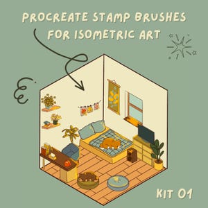 Isometric Art Procreate Stamps: Room & Decoration Brushes (Digital Download)