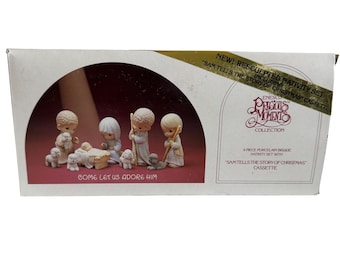 VTG Precious Moments Krippenset 9-teilige Porzellan Bisque 104000 mit Kassette Band