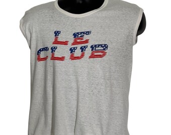 Camiseta sin mangas Vintage Stork II Le Club Cancun con estampado de estrellas y rayas grises, talla 46
