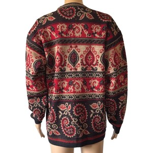 Cárdigan Pendleton Vintage 100% Lana Virgen Paisley Rojo Negro Hombre M imagen 2