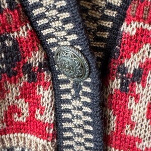 Cárdigan Pendleton Vintage 100% Lana Virgen Paisley Rojo Negro Hombre M imagen 3