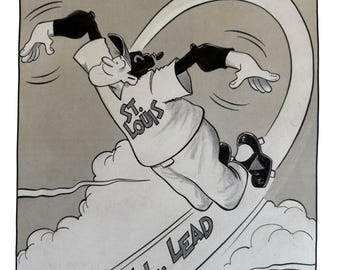 Dibujo animado original de Bob Bowie de los St. Louis Cardinals de 1967. N.L. Lead