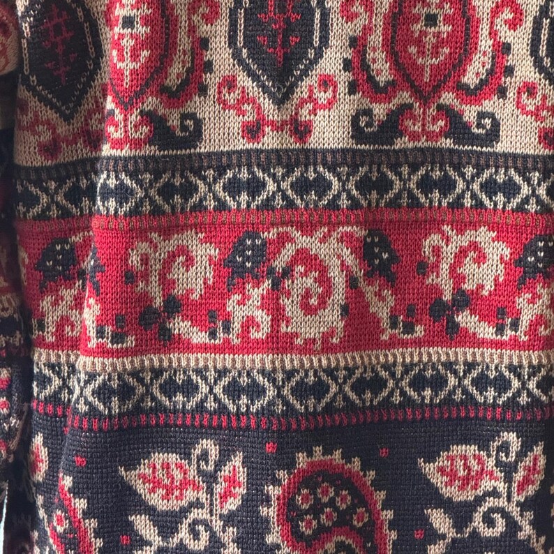 Cárdigan Pendleton Vintage 100% Lana Virgen Paisley Rojo Negro Hombre M imagen 4