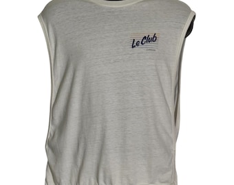Camiseta sin mangas vintage Club Med Le Club Cancun para hombre, color blanco.