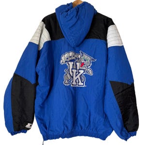 Vintage Starter Kentucky Wildcats Pufferjacka Blå Svart NCAA Halv Dragkedja XL