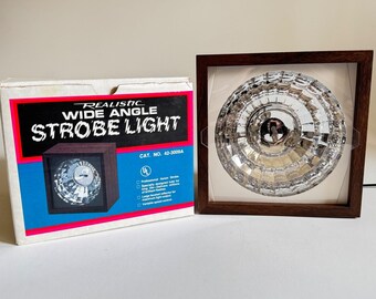 Luz estroboscópica gran angular realista vintage 42-3009A, chapa de nogal, Radio Shack