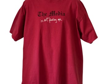 Camiseta roja estampada de Ani DiFranco Righteous Babe Records, talla XL, colores cómodos.