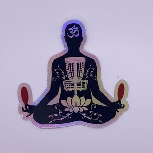 Meditation Disc Golf Holographic Die-Cut Vinyl Sticker, disc golf sticker