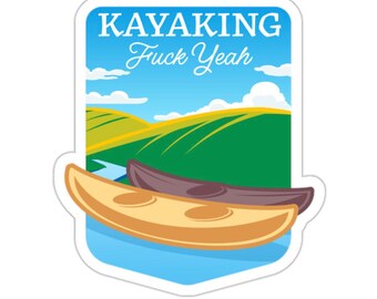 Kayaking F-Yeah die-cut vinyl sticker