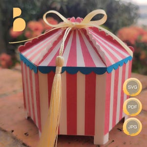 Circus Box Template, Circus Party, Favor Box Circus, Circus Birthday, SVG, PNG, PDF Perfect Box Template, Circus Candy Box, Big Top Circus