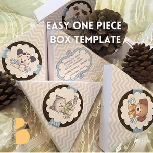 Modèle de boîte à dragées triangulaire pour bébé, boîte à dragées pour baby shower, baby showers, mariages et fêtes, modèle de boîte DIY, jolie boîte pour bébé, boîte personnalisée