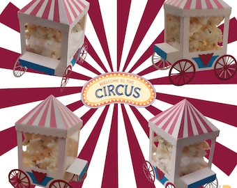 Circus Popcorn Box Template, Circus Party, Favor Box Circus, Circus Birthday, SVG, PNG, PDF Perfect Box Template, Circus Candy Box, PopCorn