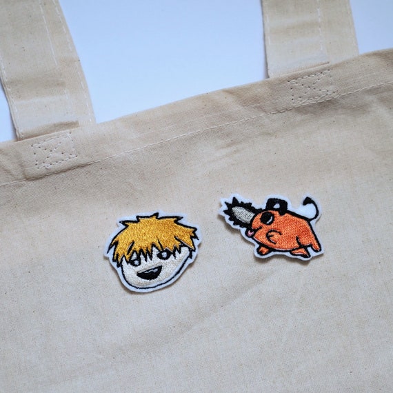 Anime Embroidery Anime Tote Bags Iron on Patch  Chainsaw
