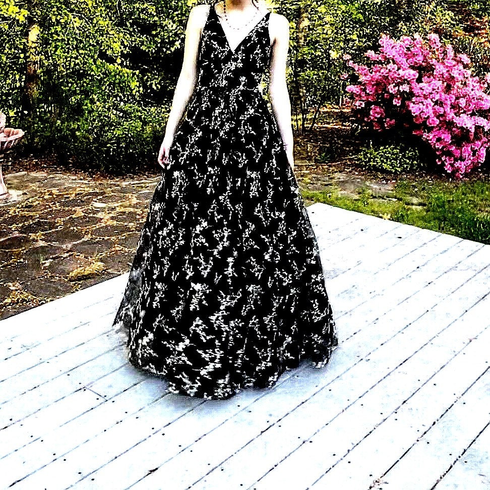 slim fit dress slacks Long Black Mermaid Prom Dress with Gold Applique Black/Gold / 6 main image 0