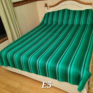 Green Alpaca Wool Blanket Striped, Bed, Sofa, Tribal Blanket, Blanket