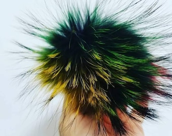 Multicolored fur pompom