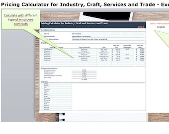 Preise kalkulieren: Preiskalkulation für Dienstleistungen, Industrie, Handel oder Handwerk - Excel Tool - verschiedene Sprachen