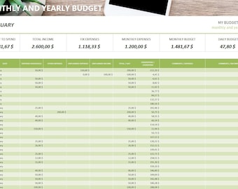 Haushaltsbuch - Mein Budget - Tabellenvorlage für Excel, Budgetblatt, Budgetplaner