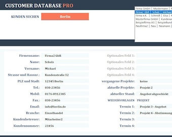 CRM customer database including invoicing program / CRM / Excel tool