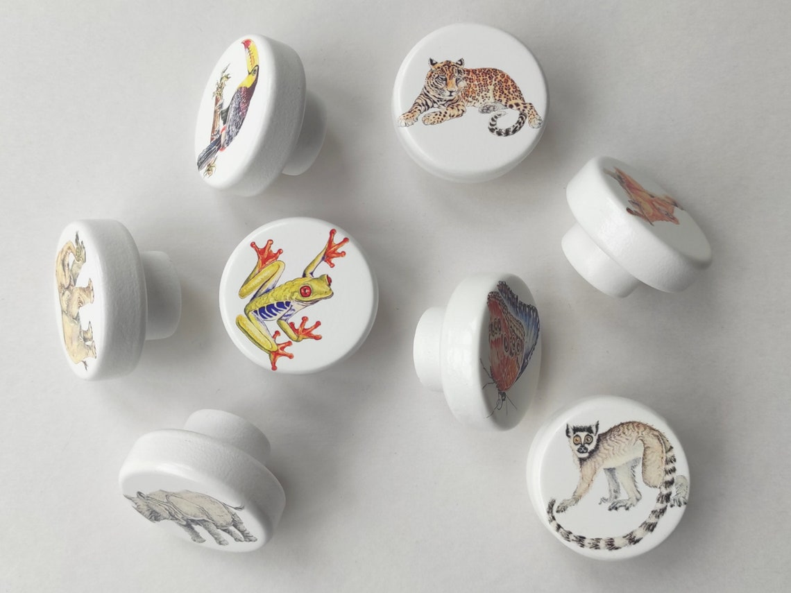 Jungle Animal Door Knobs Kids Drawer Knobs Nursery Knobs Etsy