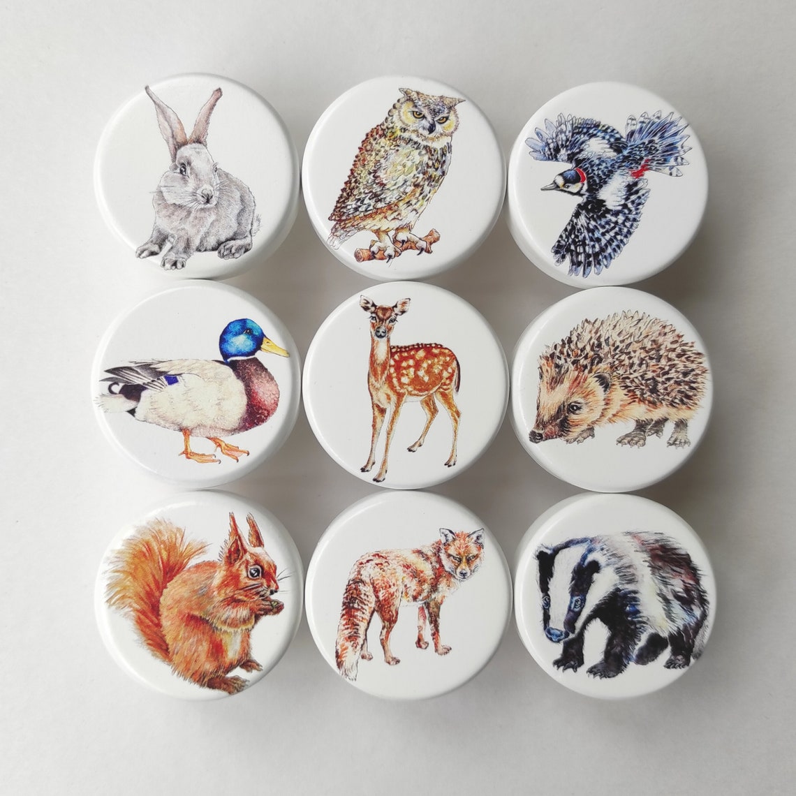 Set of Woodland Door Knobs Sets of 4 6 8 or 9 Drawer Etsy