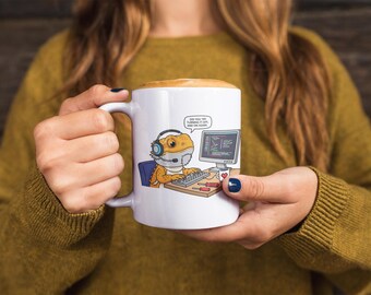 IT Support Beard Dragon Computer Mug, Coder Desk Coffee Cup