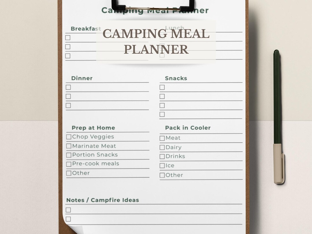 Camping Meal Planner Printable, Camp Food Planning Sheet, Easy Camping ...