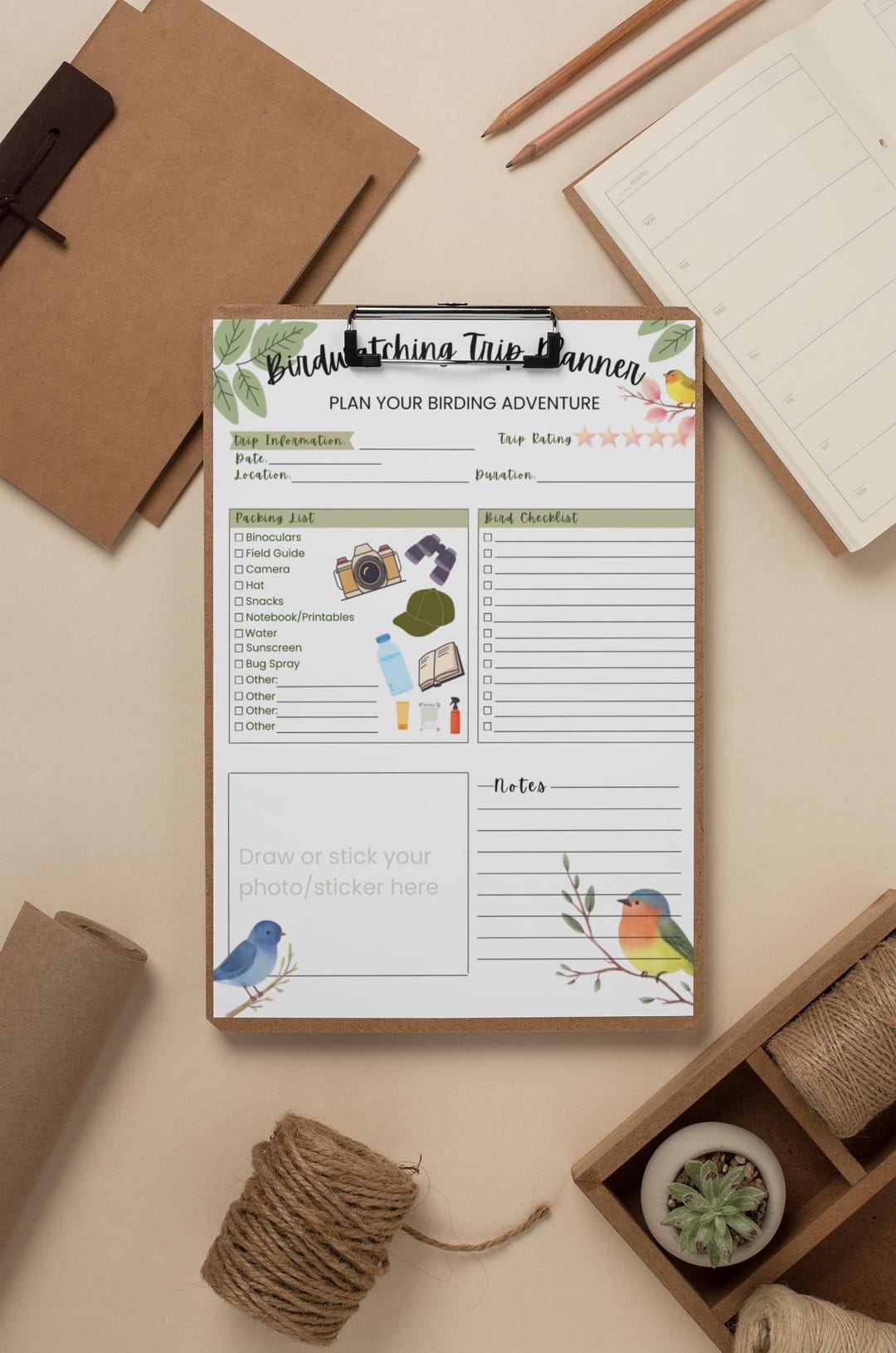 Birdwatching Trip Planner Printable, Birding Itinerary, Packing ...