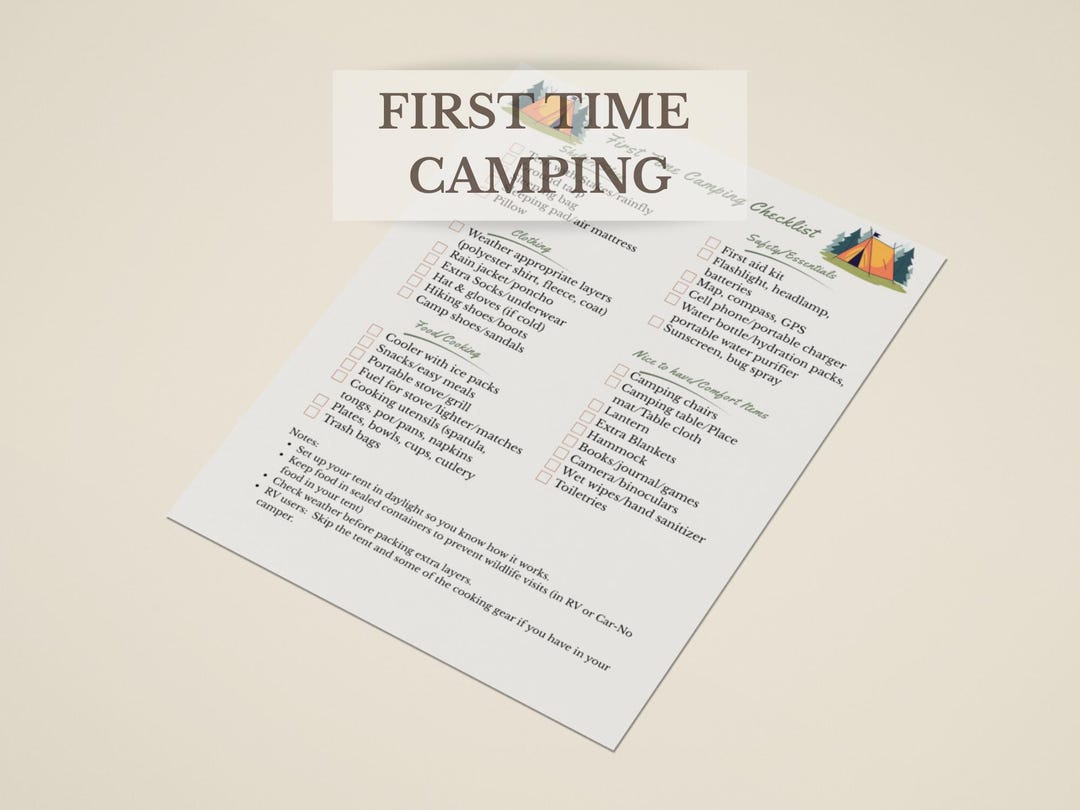 First Time Camping Checklist Printable | Beginner Camping Essentials ...