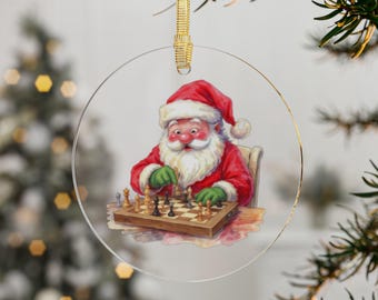 Santa Chess Player Acrylic Ornament – for Chess Lovers