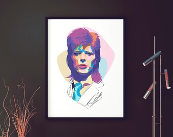 Téléchargement numérique | Art mural | Illustration | Impression de salon | Art mural imprimable | Portraits | David Bowie