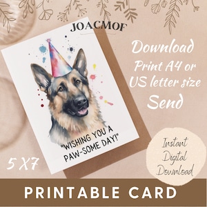Deutscher Schäferhund Grußkarte Sofortiger digitaler Download druckbare Geburtstagskarte Deutscher Schäferhund druckbare Hund Liebhaber Geschenk lustiges Zitat DIY